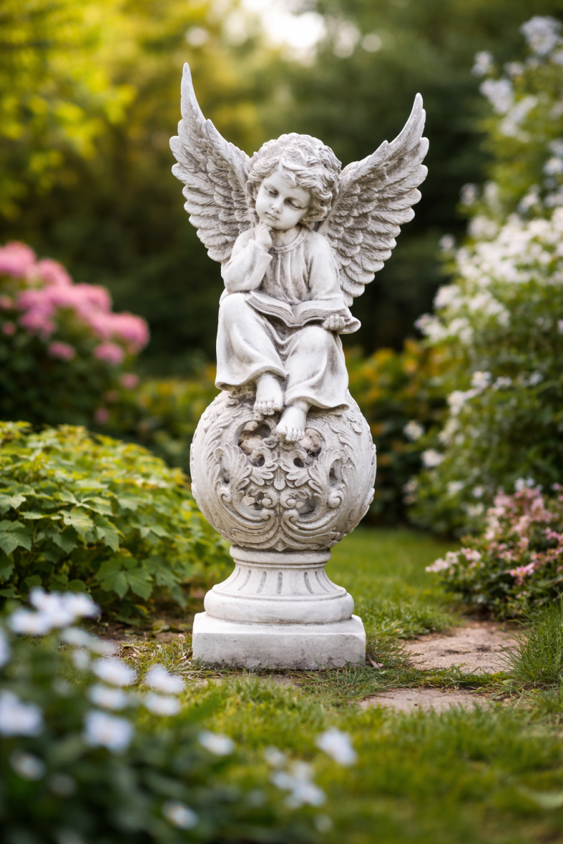 ESCULTURA ANGEL SOBRE ESFERA1