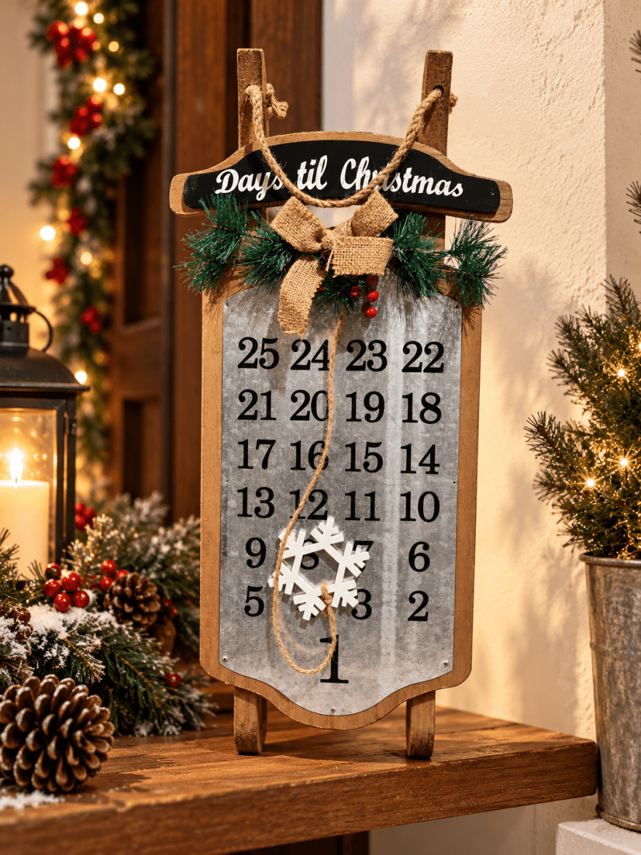 CALENDARIO DE ADVIENTO METAL MADERA NAVIDAD1