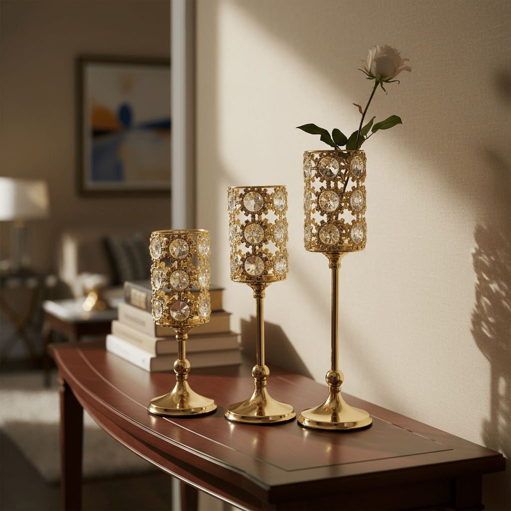 SET DE TRES CANDELABROS DORADOS ALABAMA2