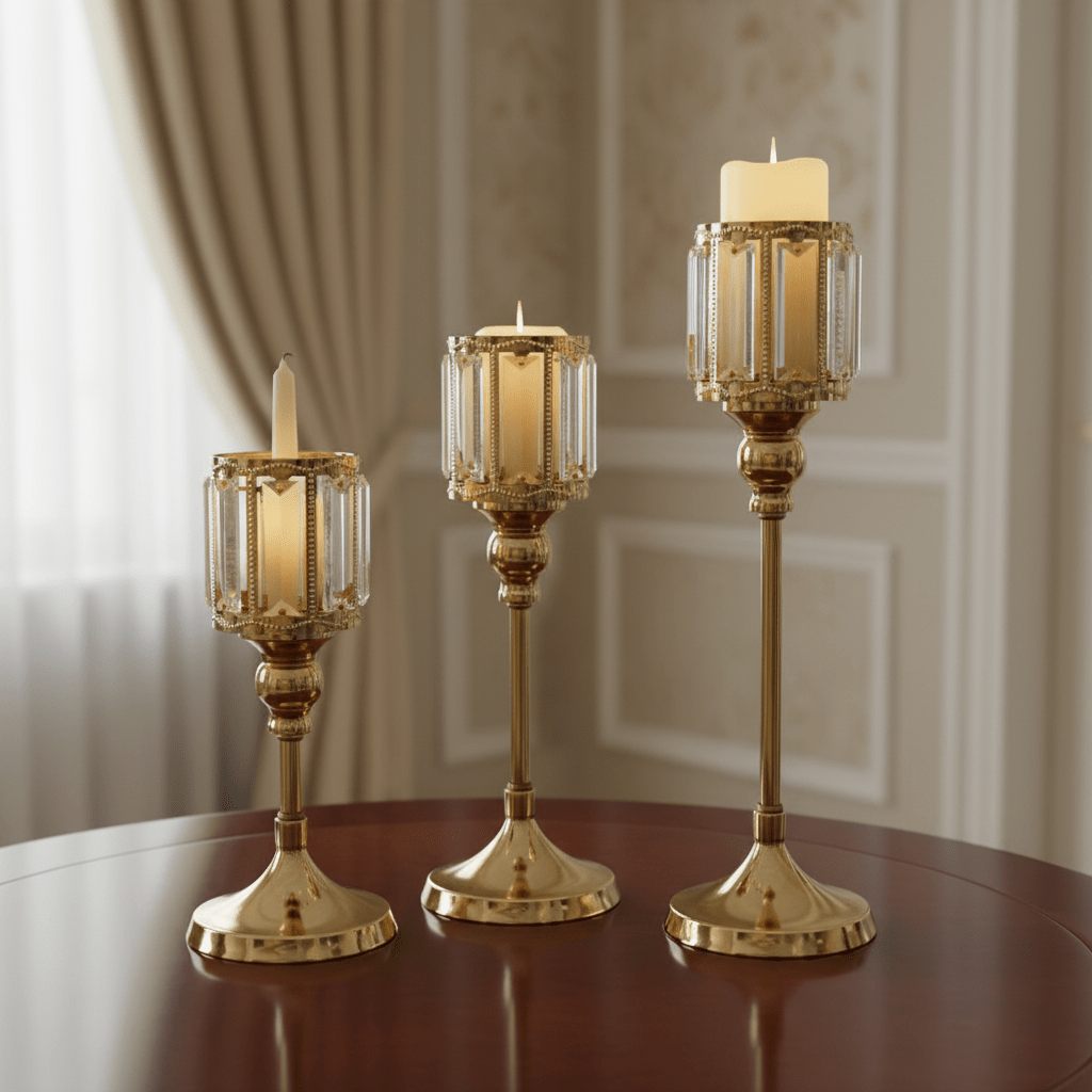 SET DE TRES CANDELABROS GOLDENSNOW1