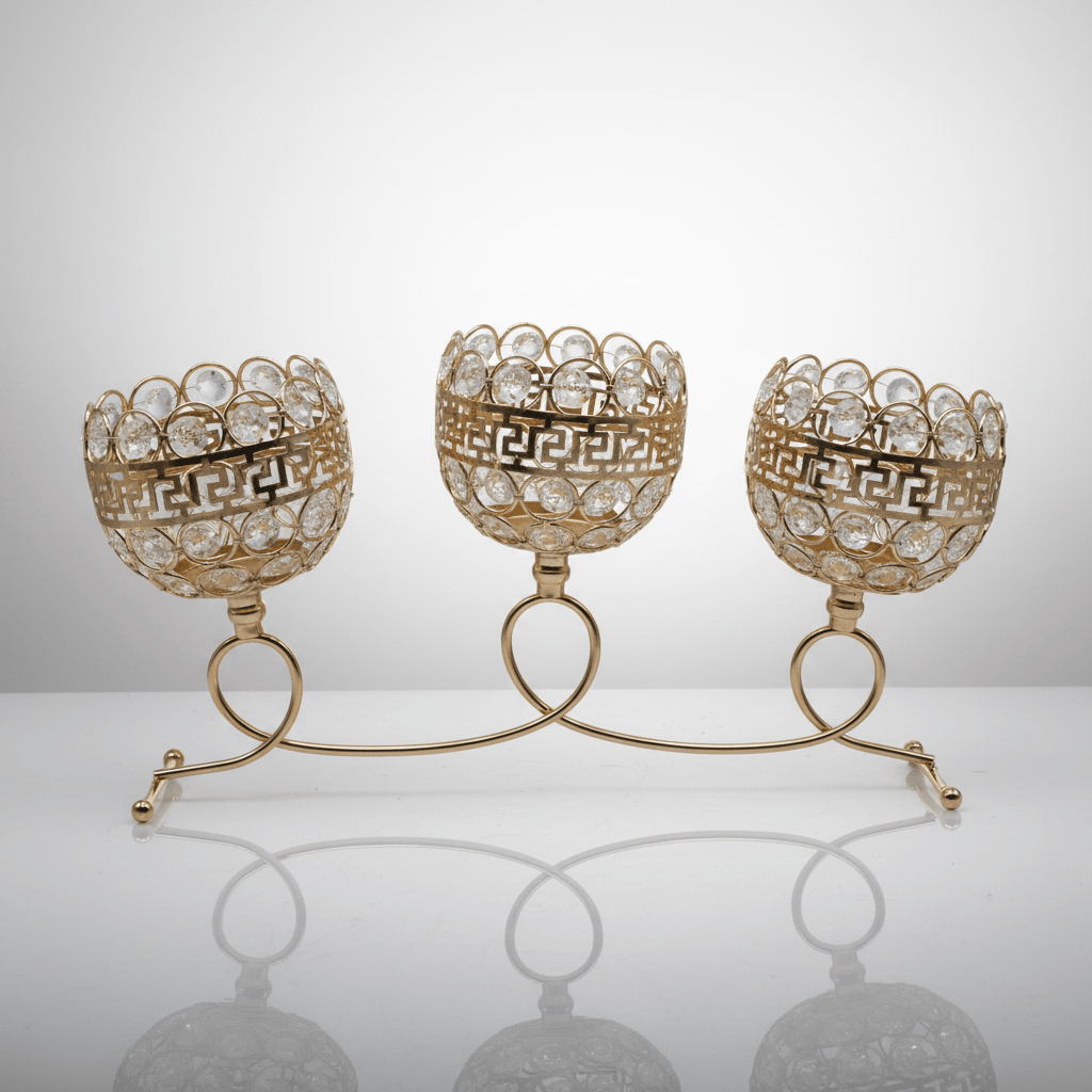 CENTRO DE MESA 3 LUCES DORADO3