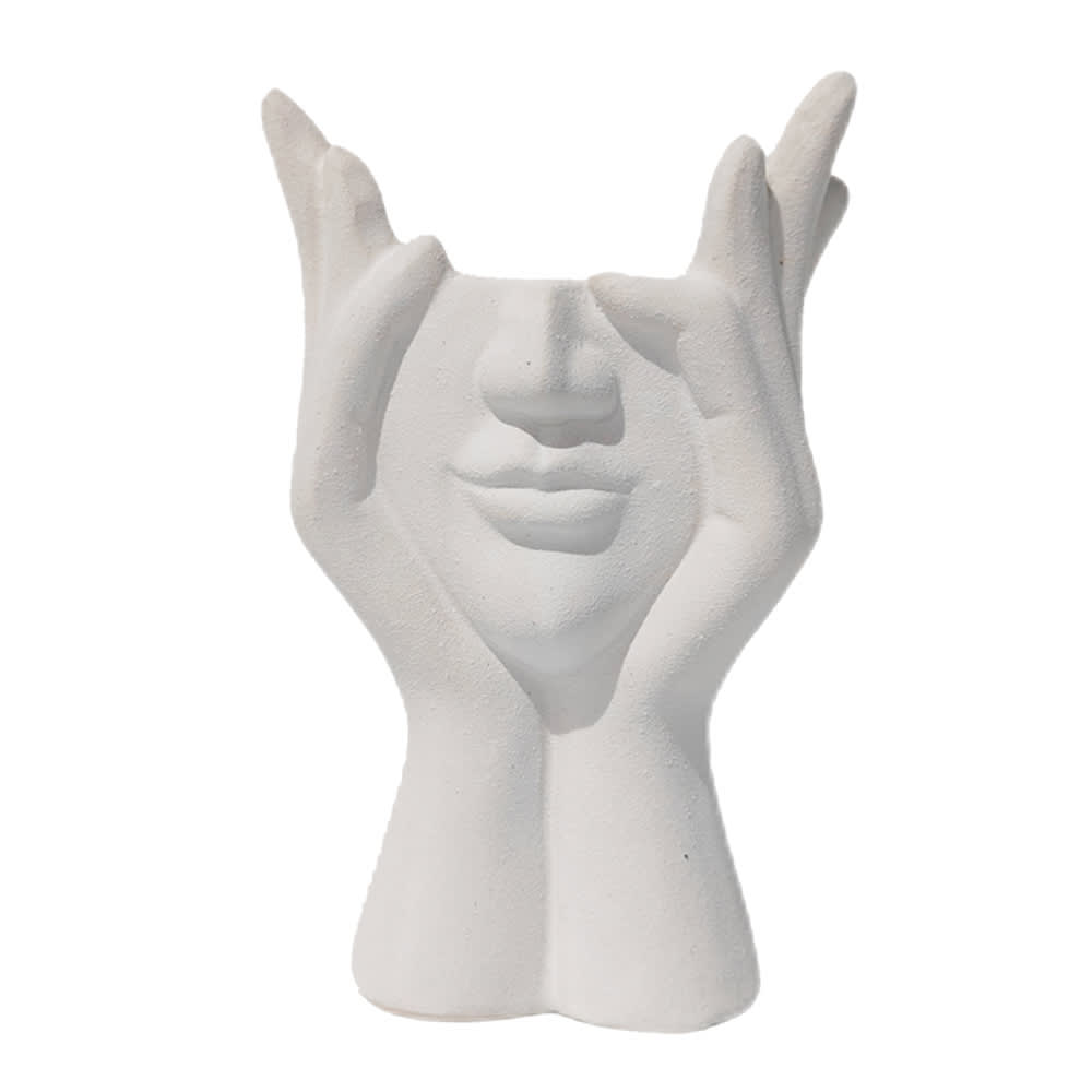 FLORERO  DORADO/BLANCO HANDS GRANDE1