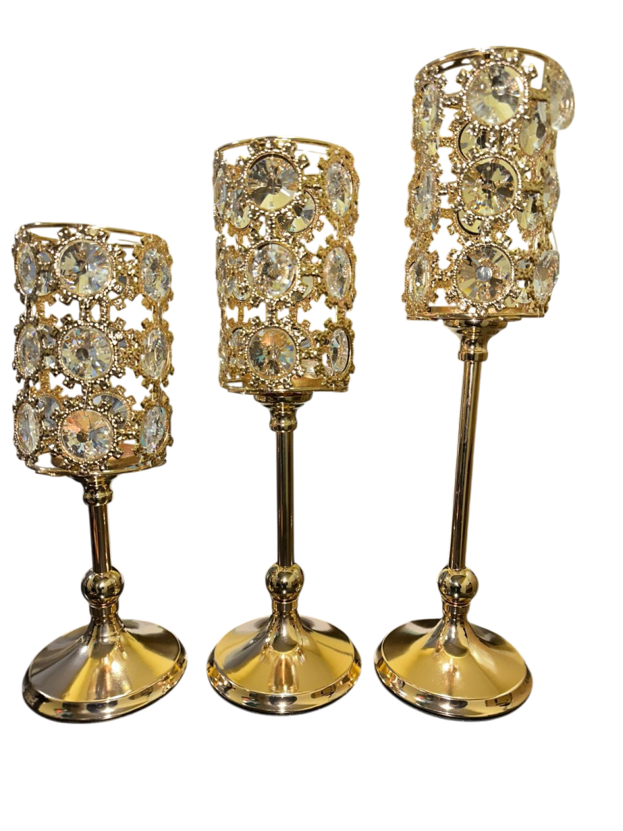 SET DE TRES CANDELABROS DORADOS ALABAMA3
