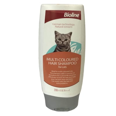 SHAMPOO PARA GATOS DE PELAJES COLORIDOS 200 ML BIOLINE1