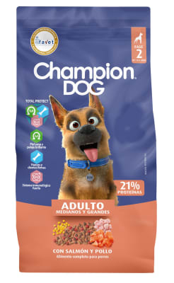 CHAMPION DOG PERRO ADULTO RAZAS MEDIANAS/GRANDES SALMON Y POLLO 18KG1