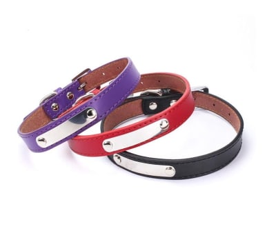 COLLAR MASCOTA ECO CUERO CON PLACA1