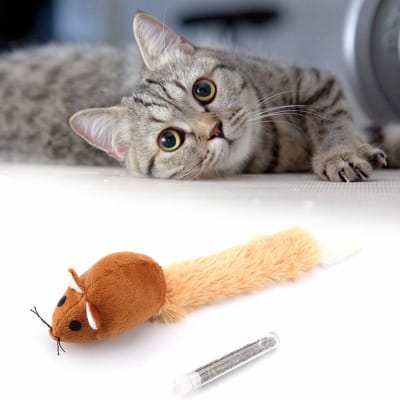 JUGUETE GATO RATON C/COLA CATNIP1