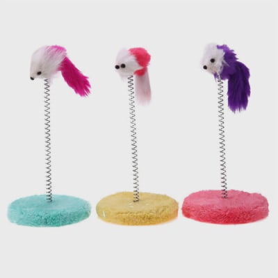 JUGUETE GATO CON BASE/RESORTE/PELUCHE1