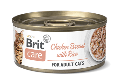 LATA BRIT CARE GATO 70GR PECHUGA DE POLLO Y ARROZ1