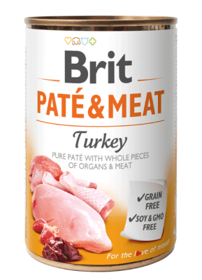 LATA BRIT CARE PERRO PATE & MEAT PAVO 400GR1