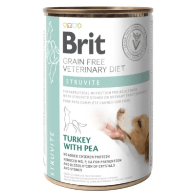 LATA BRIT GF VETERINARY DIET PERRO STRUVITE 400GR PAVO Y GUISANTES1