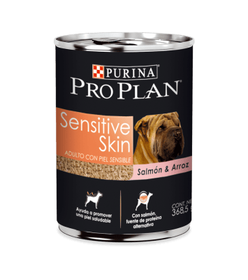 LATA PRO PLAN PERRO ADULTO SENSITIVE SKIN 370GR SALMON Y ARROZ1