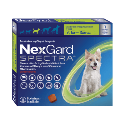 NEXGARD SPECTRA ANTIPARASITARIO INTERNO Y EXTERNO PERROS 7.6 A 15KG1