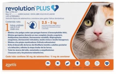 REVOLUTION PLUS GATOS 2.6 A 5 KG 0,5ML ANTIPARASITARIO INTERNO Y EXTERNO1