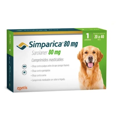 SIMPARICA 80MG 20 A 40 KG ANTIPARASITARIO EXTERNO PERROS (CAJA 3 COMPRIMIDOS)1