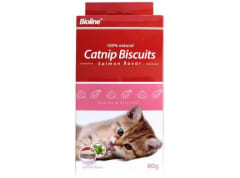 GALLETAS DE CATNIP Y SALMON 80 GRS BIOLINE