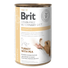 LATA BRIT GF VETERINARY DIET PERRO HEPATIC 400GR PAVO Y GUISANTES