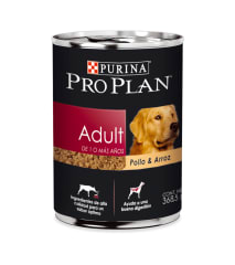 LATA PRO PLAN PERRO ADULTO 370GR POLLO Y ARROZ