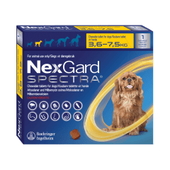 NEXGARD SPECTRA ANTIPARASITARIO INTERNO Y EXTERNO PERROS 3.6 A 7.5KG (CAJA 3 TABLETAS)