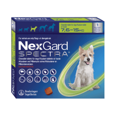 NEXGARD SPECTRA ANTIPARASITARIO INTERNO Y EXTERNO PERROS 7.6 A 15KG