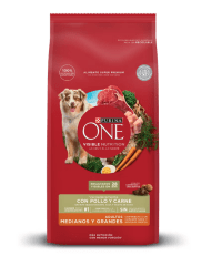 PURINA ONE PERRO ADULTO MEDIANO/ GRANDE POLLO Y CARNE 12KG