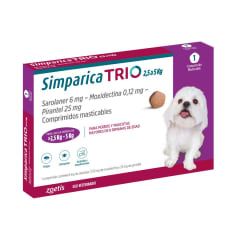 SIMPARICA TRIO 2.6 A 5 KG ANTIPARASITARIO PERROS 1COMPRIMIDO