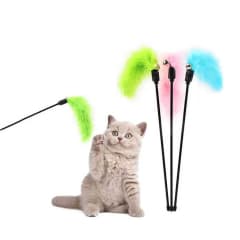 JUGUETE PARA GATOS VARILLA CON PLUMAS 27CM