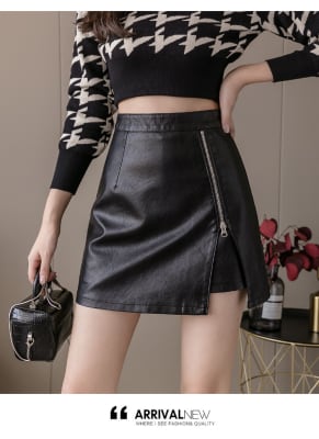 Falda Tipo A Cuerina Negra2