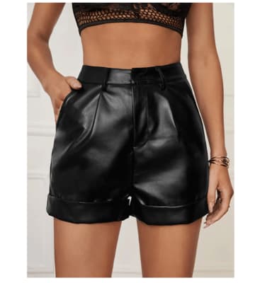 Short Cuerina Mujer Negro Cuerina4