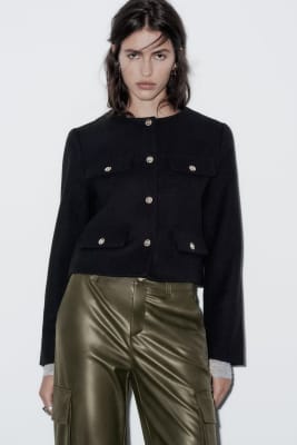 Blazer Negro mujer corto elegante fiorella1