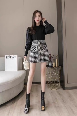 Minifalda de cuadros con botones1