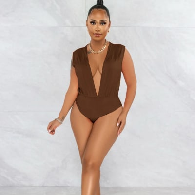 Body Verona Cuello V Profundo  Sin Mangas Marron3