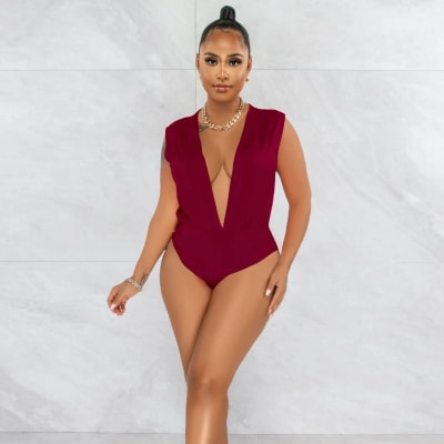 Body Verona Cuello V Profundo  Sin Mangas Burdeos3