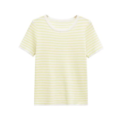 Polera Basica Algodón  Rayas Noélia  Amarillo1