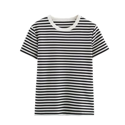 Polera Básica Carla Blanca de Rayas para Mujer1