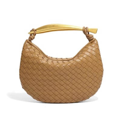 Bolso Hobo Mujer Trenzado Camel Veneta1