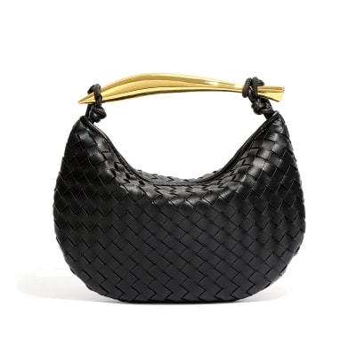 Bolso Hobo Mujer Trenzado Negro Veneta1
