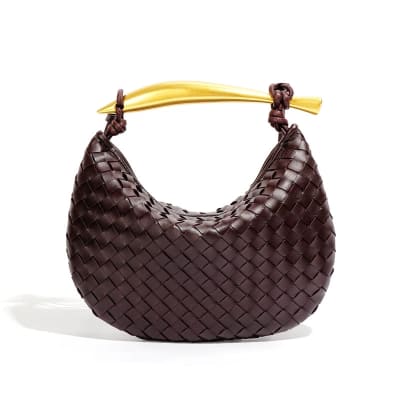 Bolso Hobo Mujer Trenzado Burdeo Veneta1