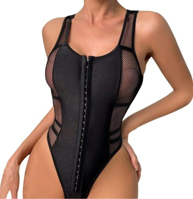 Body Negro con Mallas Transparentes Verónica para Mujer1