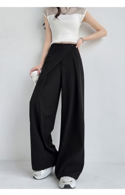 Pantalón palazzo mujer praga cintura alta Negro2