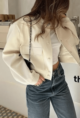 Chaqueta bomber mujer Beige bria1