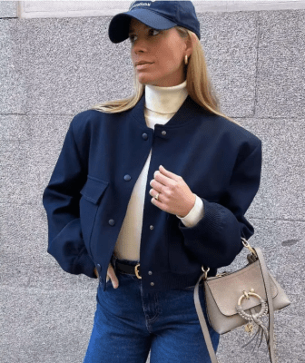Chaqueta Bomber Mujer Azul Marino Bria1
