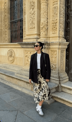 Falda Satinada Cow Print1