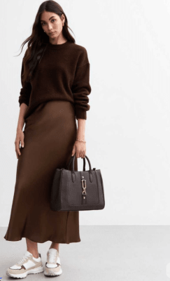 Falda Satinada Zoe Marron3