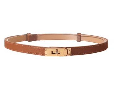 Cinturón de Piel Delgado Ajustable Camel1