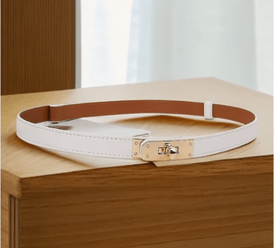Cinturón de Piel Delgado Ajustable Blanco1