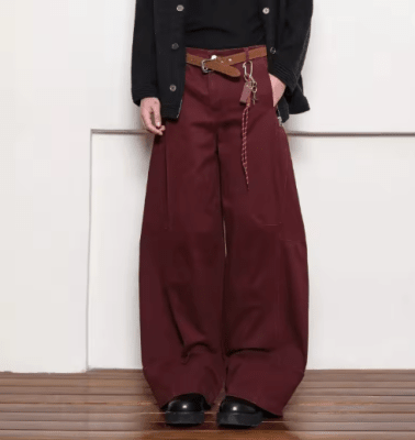 Pantalones Vaqueros Burdeo de Cintura Alta1