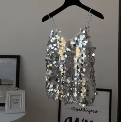 Camisa con Lentejuelas Plateado Elara1