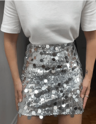 Minifalda Plateado con lentejuelas samira1