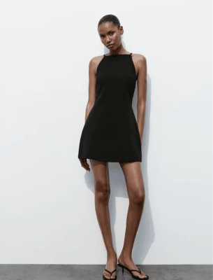 Vestido Negro Cuello Halter Corto Ajustado1